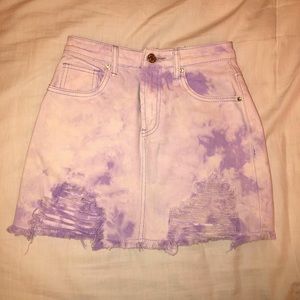 ‼️MOVING SAME ❗️ Distressed tie-dye purple denim skirt